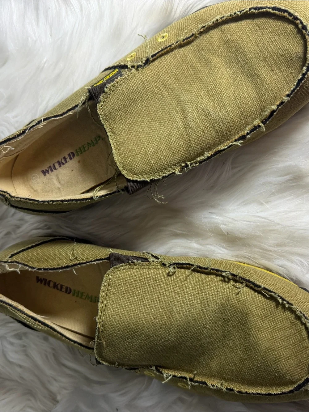 Wicked Hemp Hempster Mens 13 Olive Drab Green Slip On Loafer WH-05-G Vegan Shoes